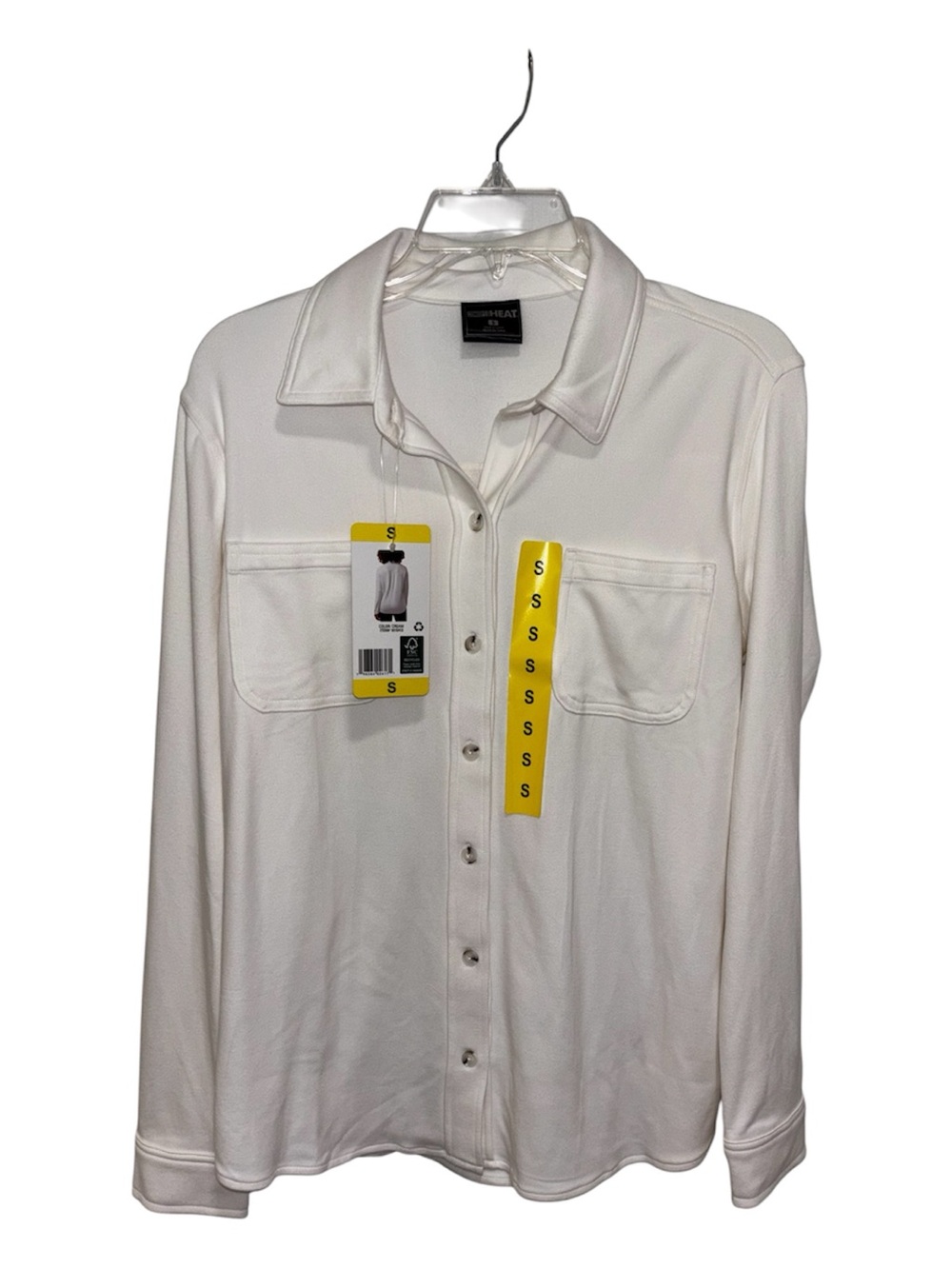 32 Degrees White Long Sleeve Button-Up Shirt with Chest Pockets